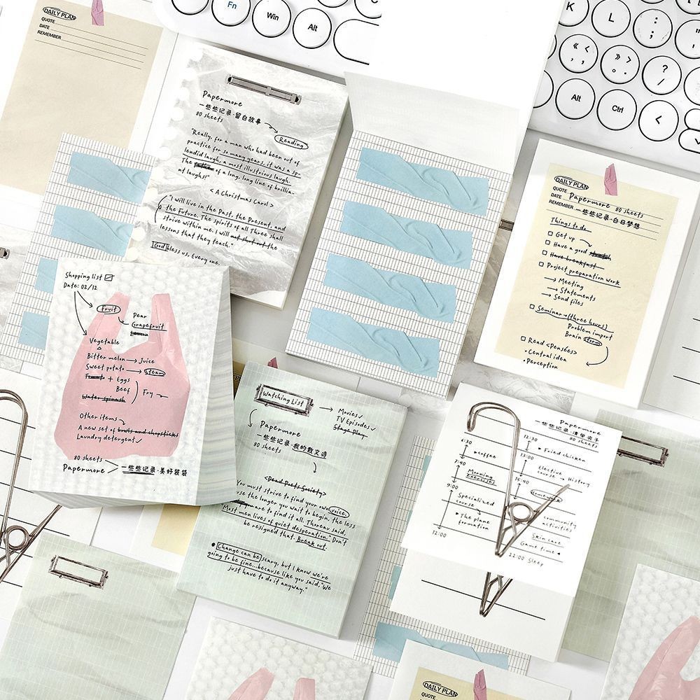 Cdaily|80 ชิ ้ น Notepad สไตล ์ เกาหลีโน ้ ตบุ ๊ ค Collage วัสดุกระดาษ Notepad Simple Student Notebook
