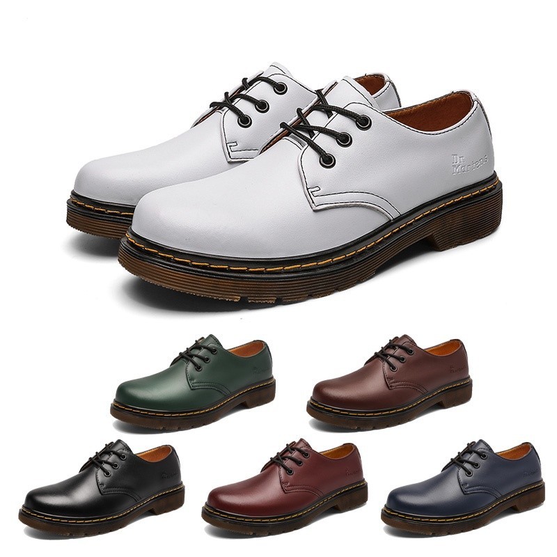Dr.martens Air Wair 1461 สีฟ้าสีขาวสีเขียว Martin Boots Crusty คู่รุ่นผู้ชายผู้หญิงรองเท้า T5EF