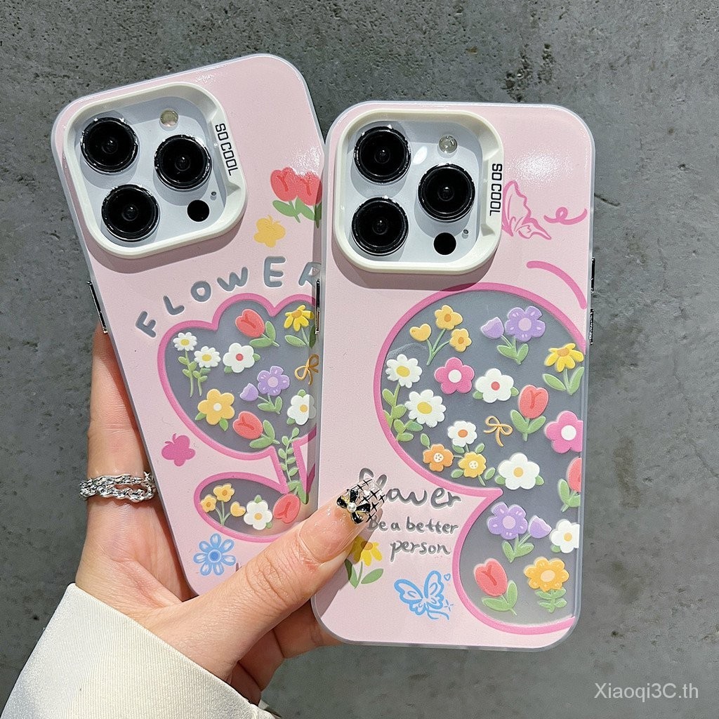 เคสโทรศัพท ์ เหมาะสําหรับ iPhone x xs xr xsmax 11 12 13 14 15 Pro max Plus ดอกไม ้ ผีเสื ้ อ Frosted ซิลิโคนนุ ่ มกรณีรวมทุกอย ่ างกันกระแทกโทรศัพท ์ มือถือป ้ องกันกรณีเชลล ์ LLPD