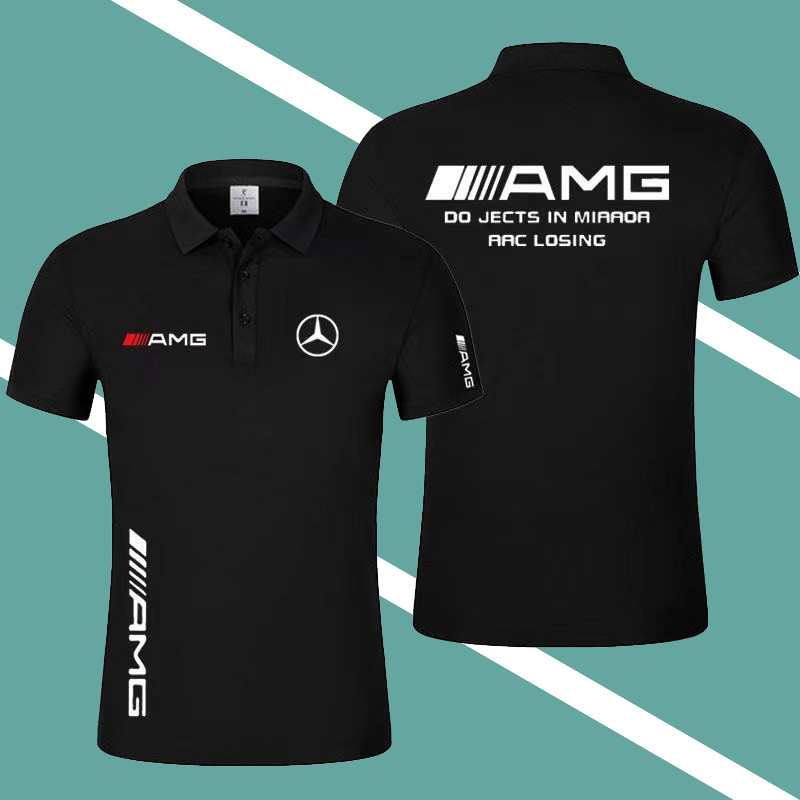 Amg Benz โลโก้เสื้อโปโลผู้ชายครึ่งแขนฤดูร้อน 4S Shop Workwear Workwear เสื้อยืด