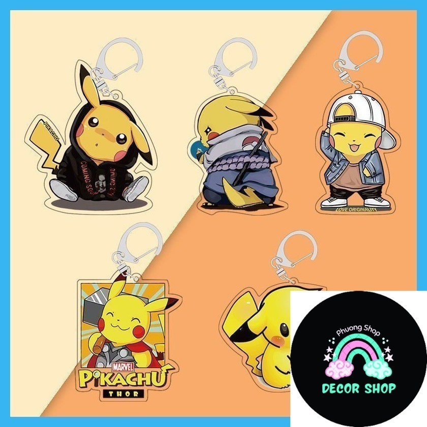 Monster พวงกุญแจกระเป๋าอะคริลิค Pikachu Charmander Bulbasaur Squirtle Psyduck Mewtwo Pokémon Pikachu