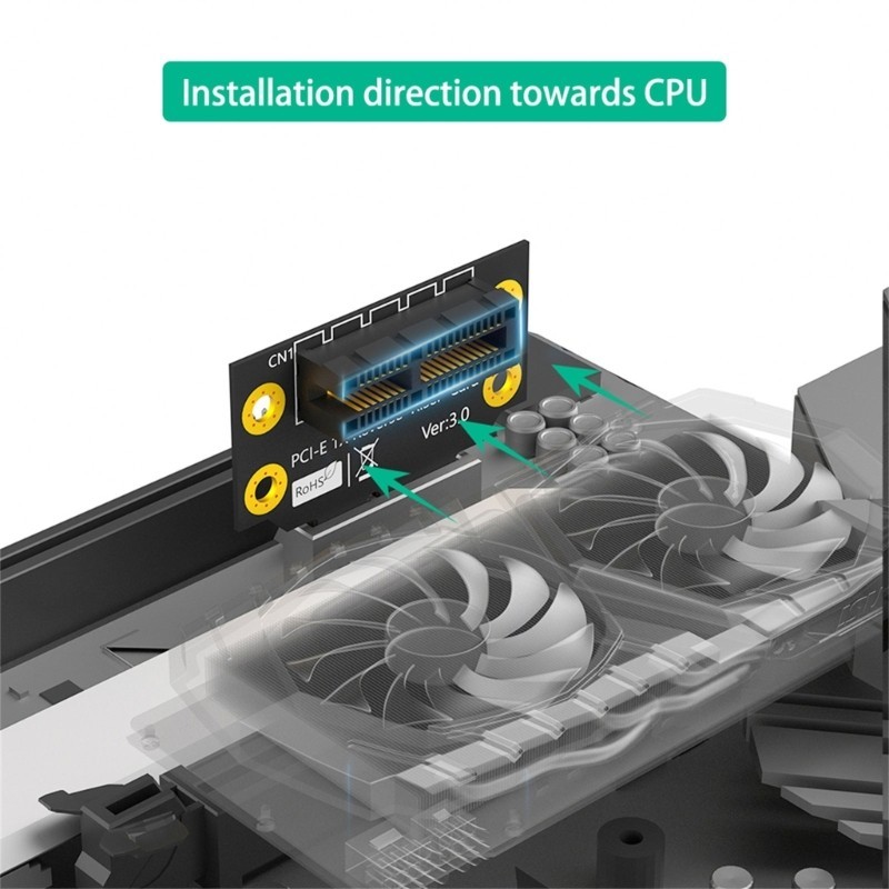 Cons PCIE X1 90 องศาย้อนกลับอะแดปเตอร์ PCIE 1X ถึง 1X แปลงการ์ดสําหรับ 1U 2U