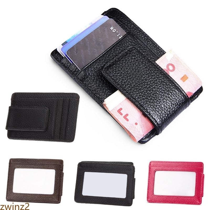 Zwinz2 Mens Leather Money Clip Slim Front Pocket Wallet Magnetic ID Credit Card Holder