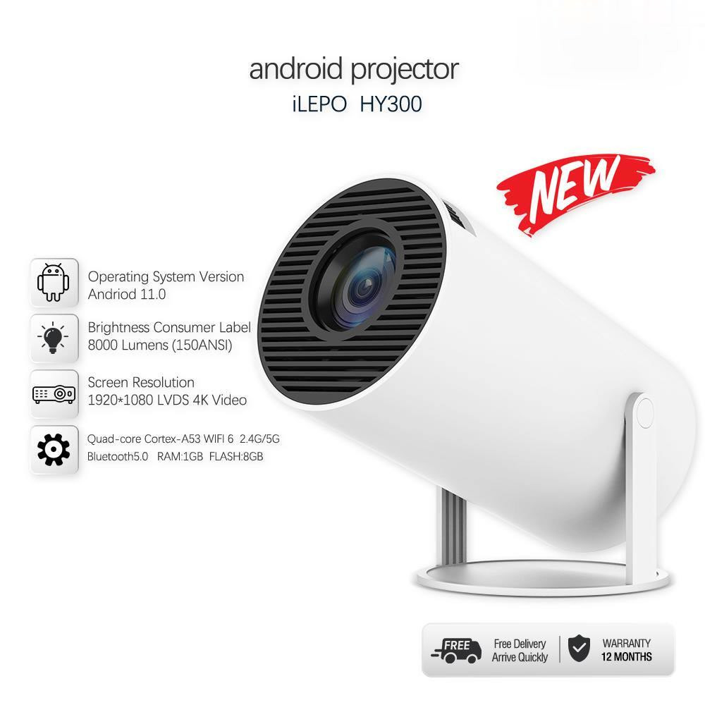โปรเจคเตอร์ 4K android 11.0 LCD WIFI 6G 8000 Lumens ultra HD 4K Netflix mini projector น้ำหนักสุทธิ: