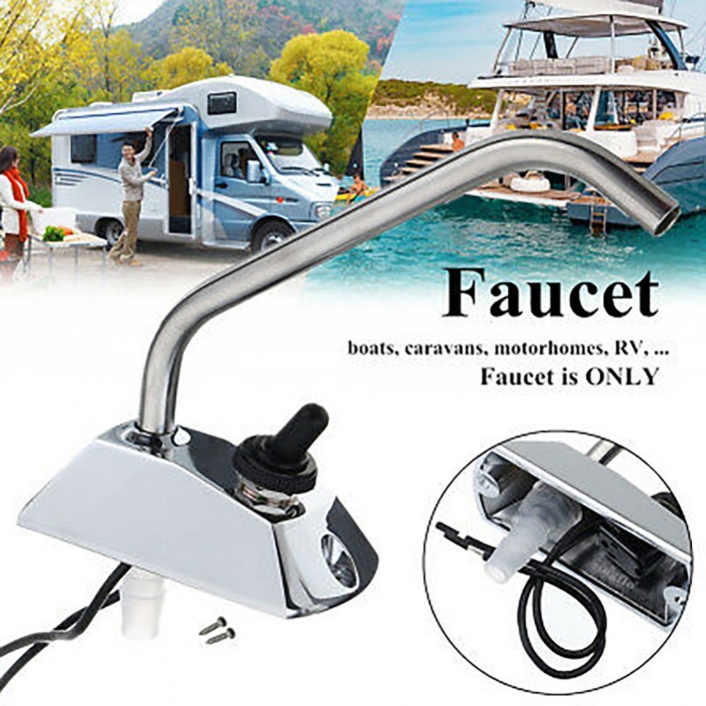 1 X Faucet+2 X Screws+1 X Instructions Electric For Caravan Boat W/ Switch#SUFA