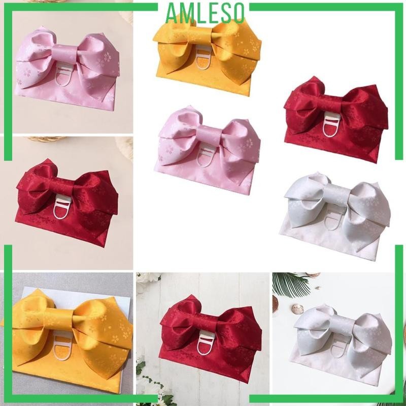 [Amleso] ชุดกิโมโนแบบดั้งเดิม Pre-Tied Bow ลายดอกไม้ญี่ปุ่น DIY เข็มขัด Sash Tsukuri OBI คอสเพลย์
