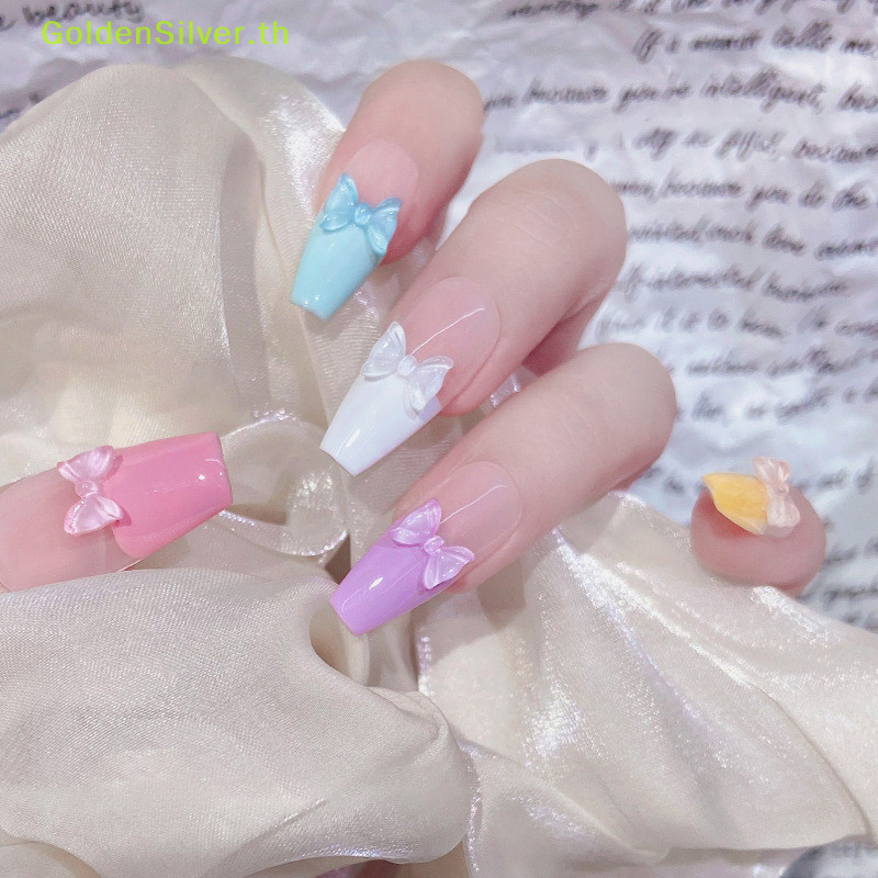 Goldensilver 50 ชิ้น 3D ฤดูร้อนน้ําแข็งโปร่งใสสีลูกกวาดโบว์ริบบิ้นตกแต่งเล็บเล็บ Ch Jewels DIY เล็บ Rhinestones TH