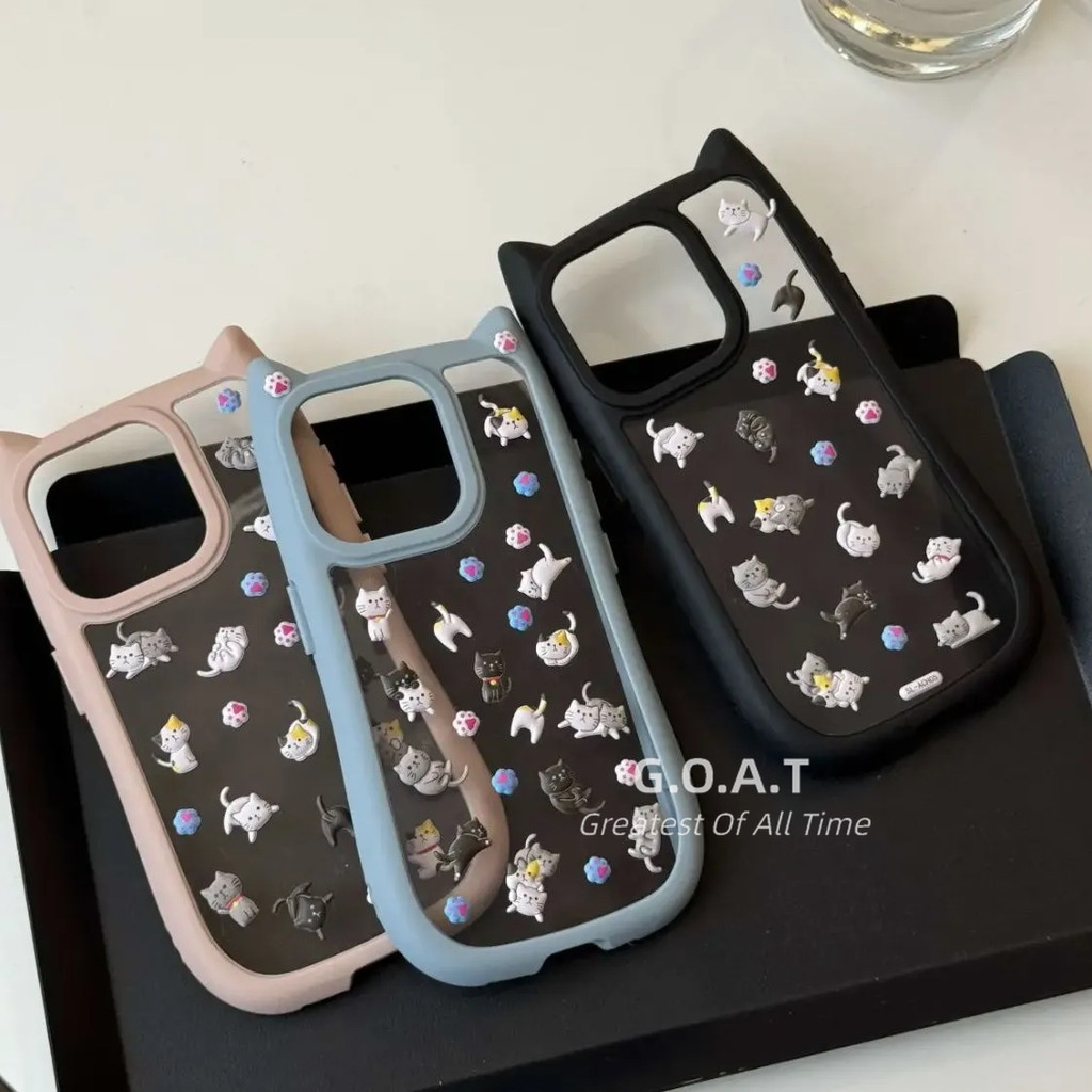 Goat แมวน ่ ารัก + สติกเกอร ์ สําหรับ iPhone 15 11 14 13 12 Pro Max เคส iPhone ป ้ องกัน anti-drop ปกหลังกรณี