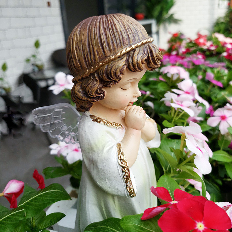 Hot Sale#Garden Ornaments Outdoor Garden Decoration Small Gardening Decorations Resin American Little Angel DollRX5L
