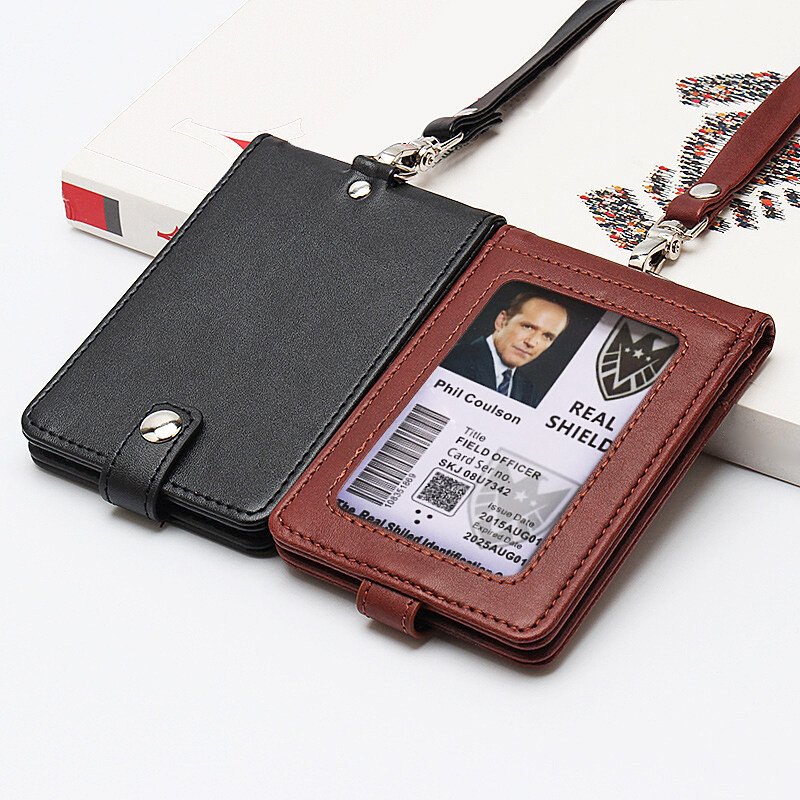 ปู่ หนังป้ายผู้ถือใส รหัส การ์ดกระเป๋าพนักงานทํางานหน้าอกบัตรชื่อแท็กกรณีที่มีเชือกเส้นเล็กธุรกิจอุปกรณ์ทางการ