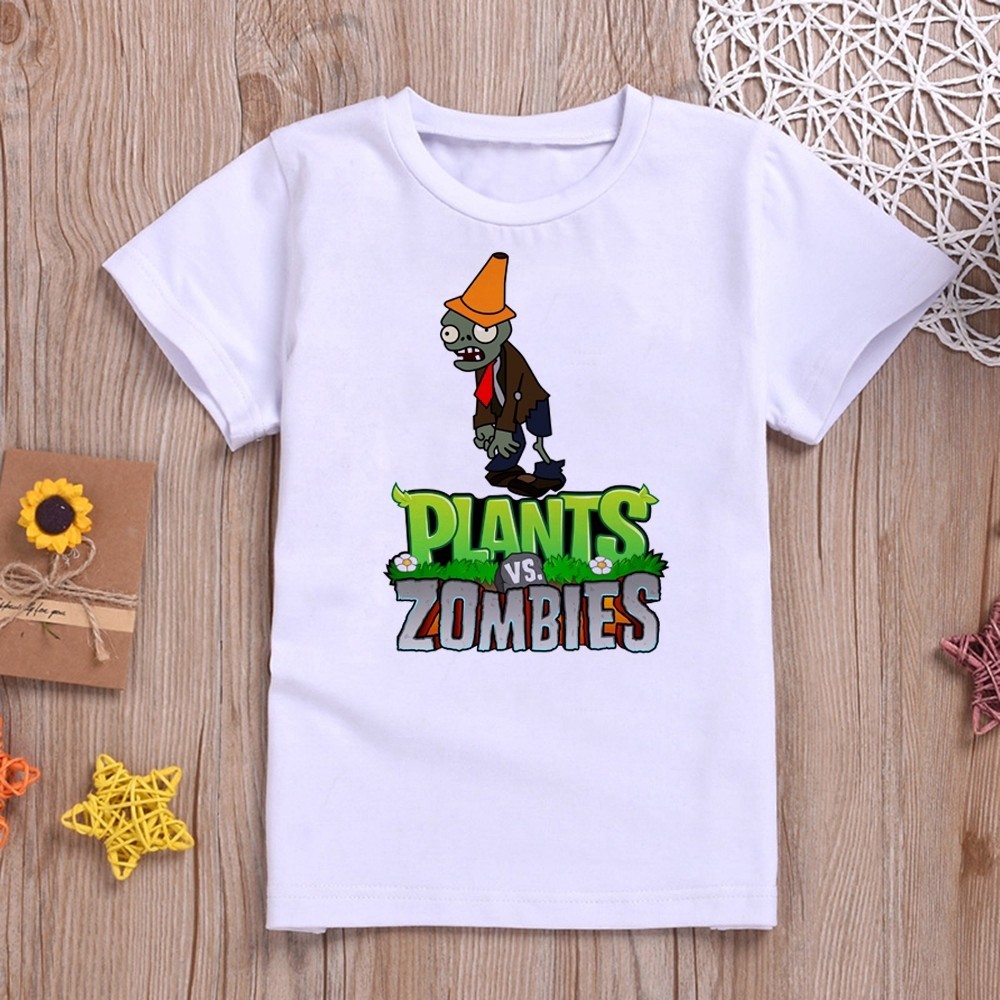 เสื้อยืดลําลอง พิมพ์ลาย Plants Vs Zombies แฟชั่นฤดูร้อน สําหรับเด็กผู้ชาย และเด็กผู้หญิงS-5XL