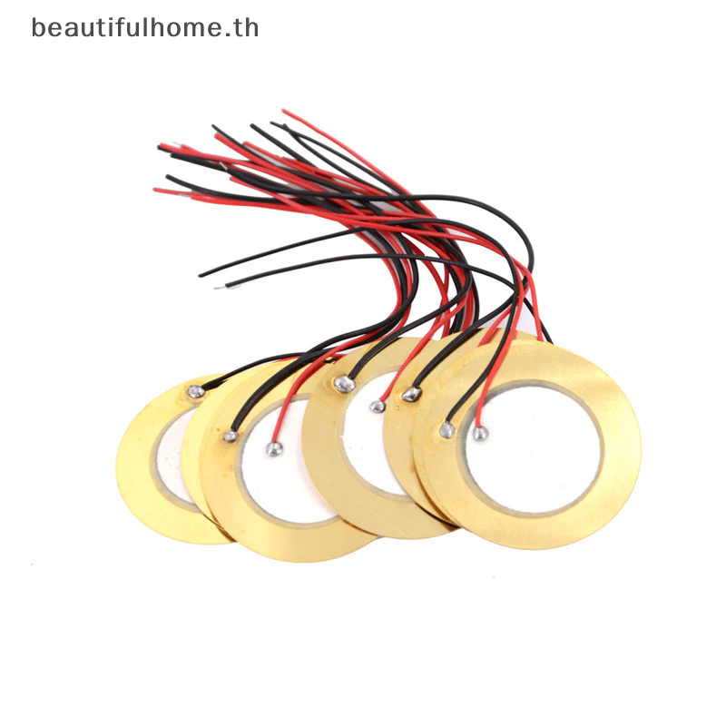 {HG ใหม่} 10 ชิ้น 35 มิลลิเมตร Piezo Elements buzzer Sounder Sensor Trigger Drum Disc+ ลวดทองแดง ~