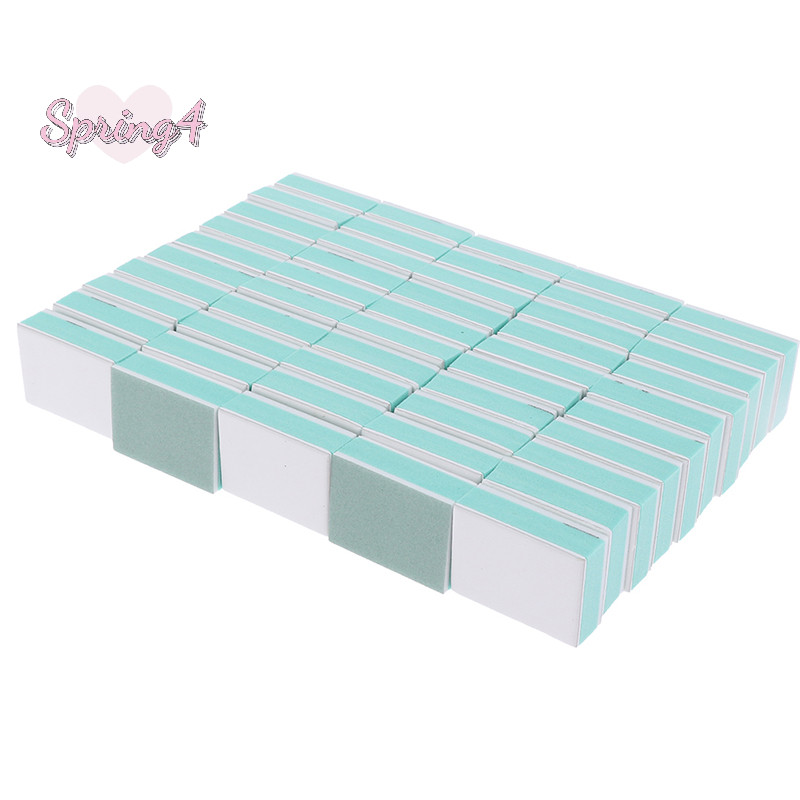 <Spring4> 50ชิ้นบัฟเฟอร์เล็บบล็อกกรวดเล็บขัดเล็บขัดเล็บยูวีเจลส่องแสงบัฟเฟอร์ไฟล์ที่ดี