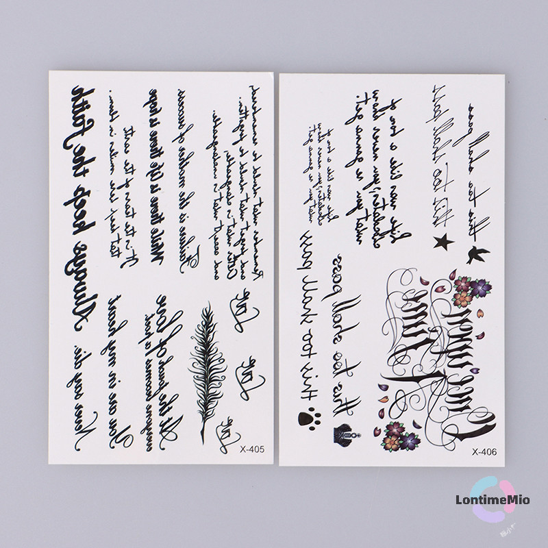 Lontimemio] 1 ชิ้นผู้หญิงผู้ชายปลอม Tattoo ข้อความภาษาอังกฤษกันน้ําชั่วคราว Tattoo สติกเกอร์ใหม่