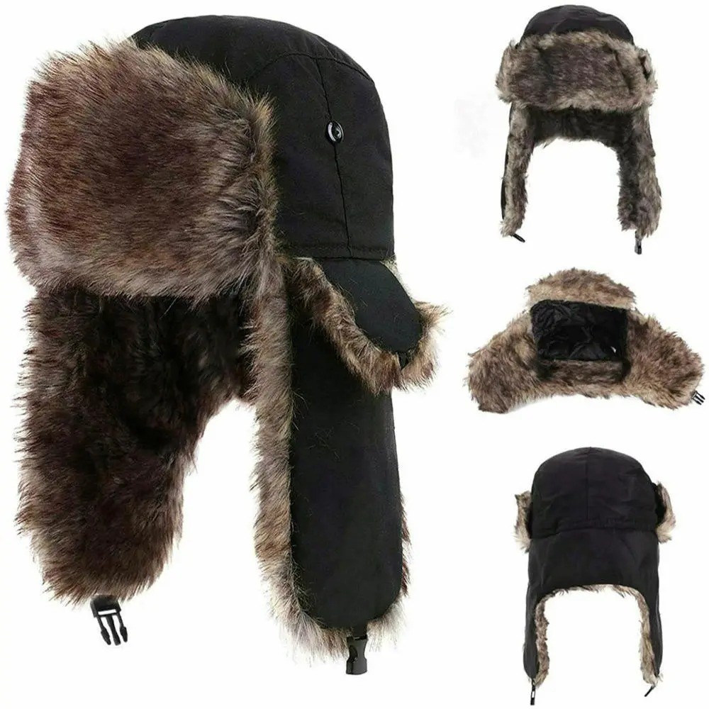 ผู้ชายฤดูหนาว Trapper Aviator Trooper Earflap Warm รัสเซียกันน้ํา Bomber อุ่นหูป้องกันหู