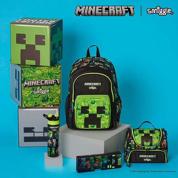 backpack กระเป๋า กระเป๋านักเรียนแบรนด์ Smiggle Minecraft ของออสเตรเลียกระเป๋าเป้สะพายหลังสำหรับนักเรียนประถมและเด็กของขวัญสำหรับโรงเรียน
