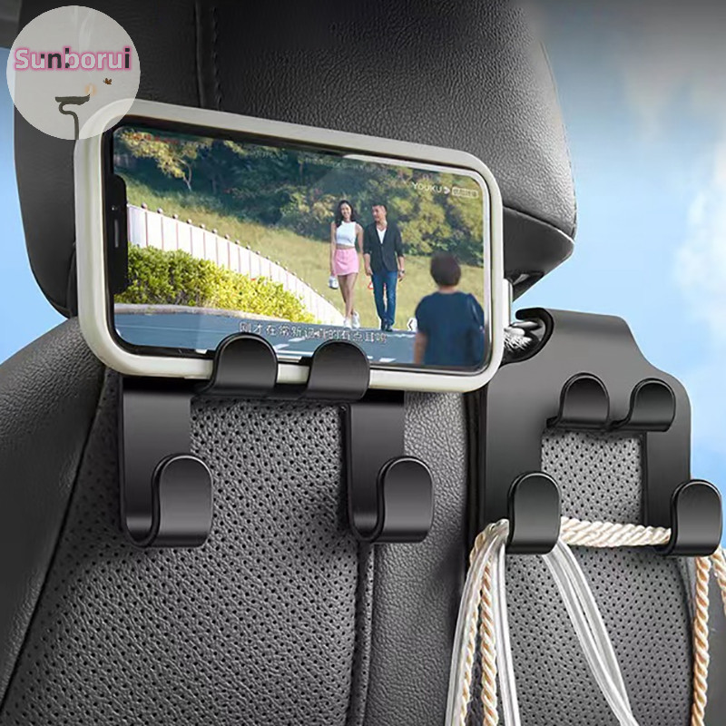 Sunborui รถที่นั่ง Headrest Hook แขวนจัดเก็บ Universal สําหรับกระเป๋าถือกระเป๋า Coat Fit Universal รถสีดํา TH