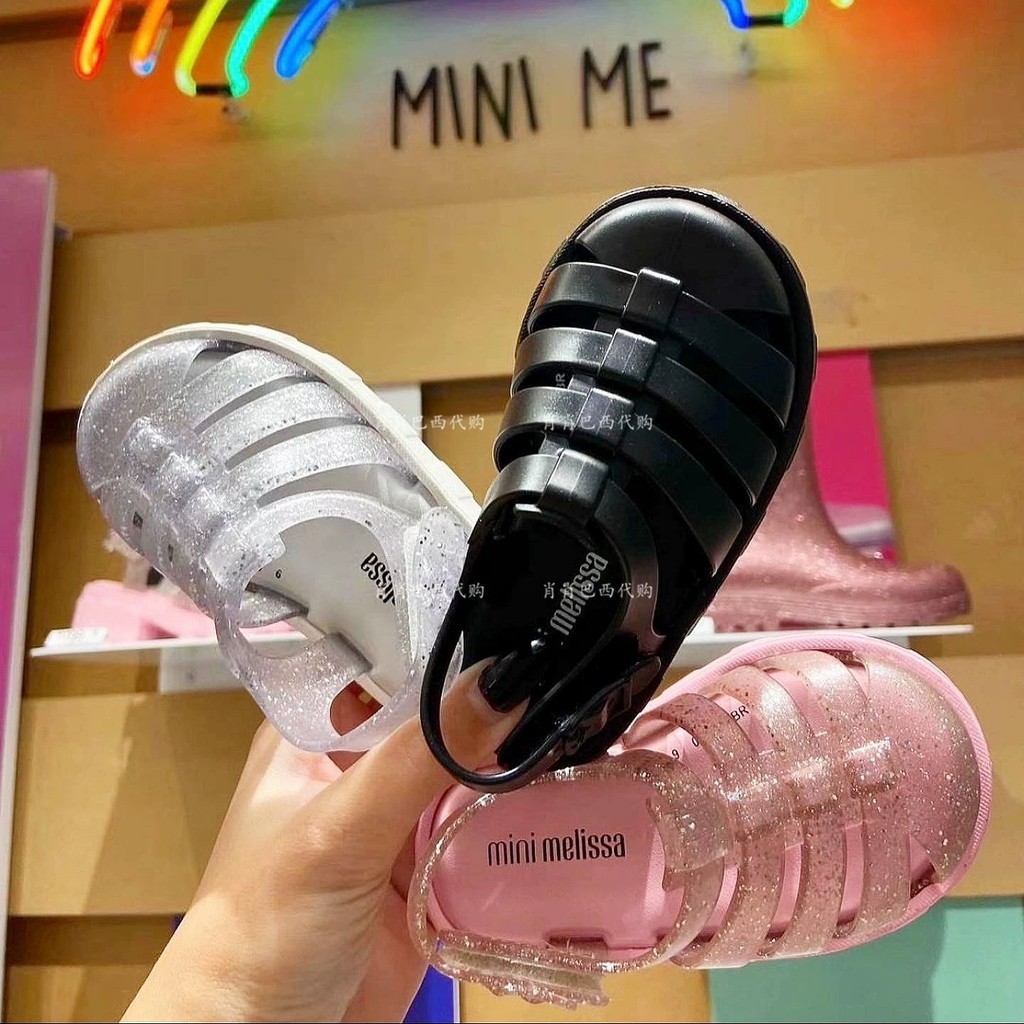 Melisa สไตล์เดียวกันรองเท้าเยลลี่เด็กรองเท้าแตะโรมัน Toe-Covered Hollow ผู้ชายผู้หญิงขนาดกลางขนาดใหญ่รองเท้าเด็ก