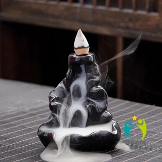 Comfy กระถางธูปกำยานควันน้ำตก สไตล์หิน ดอกบัว incense burner