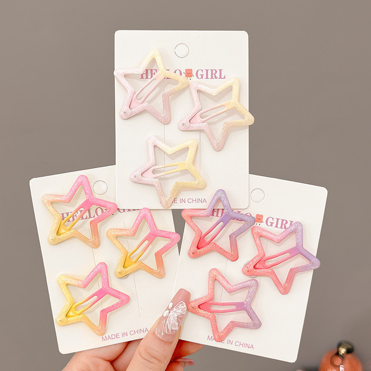 1 ชิ้น 4 ซม.สีลูกกวาดน่ารัก Jelly Star INS Hairpin ด้านข้าง Bangs ผมหัก Duckbill คลิป