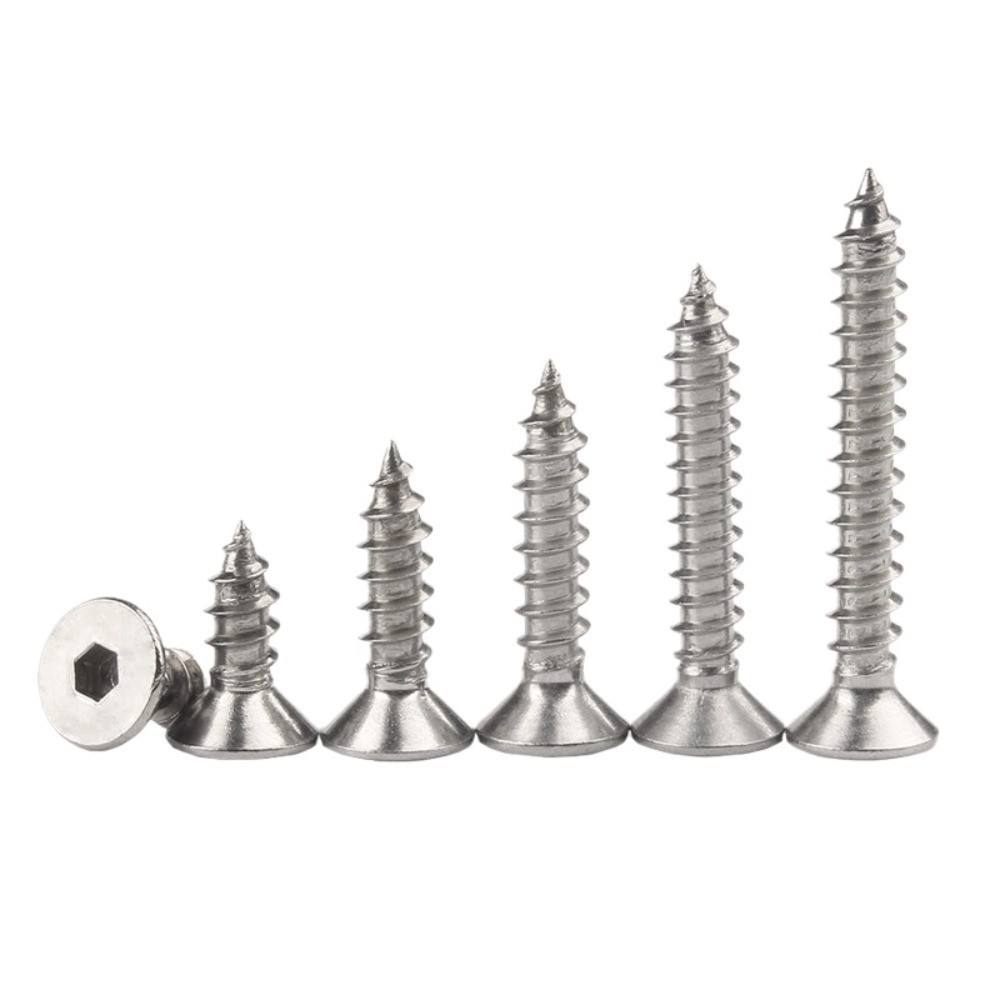 สแตนเลส 304 หัว Countersunk ซ็อกเก็ตสกรูตนเองแตะ 8 เกรดมีความแข็งแรงสูงหัวแบนปลายสกรูไม้ M2M3M4M6M6 [KZS]