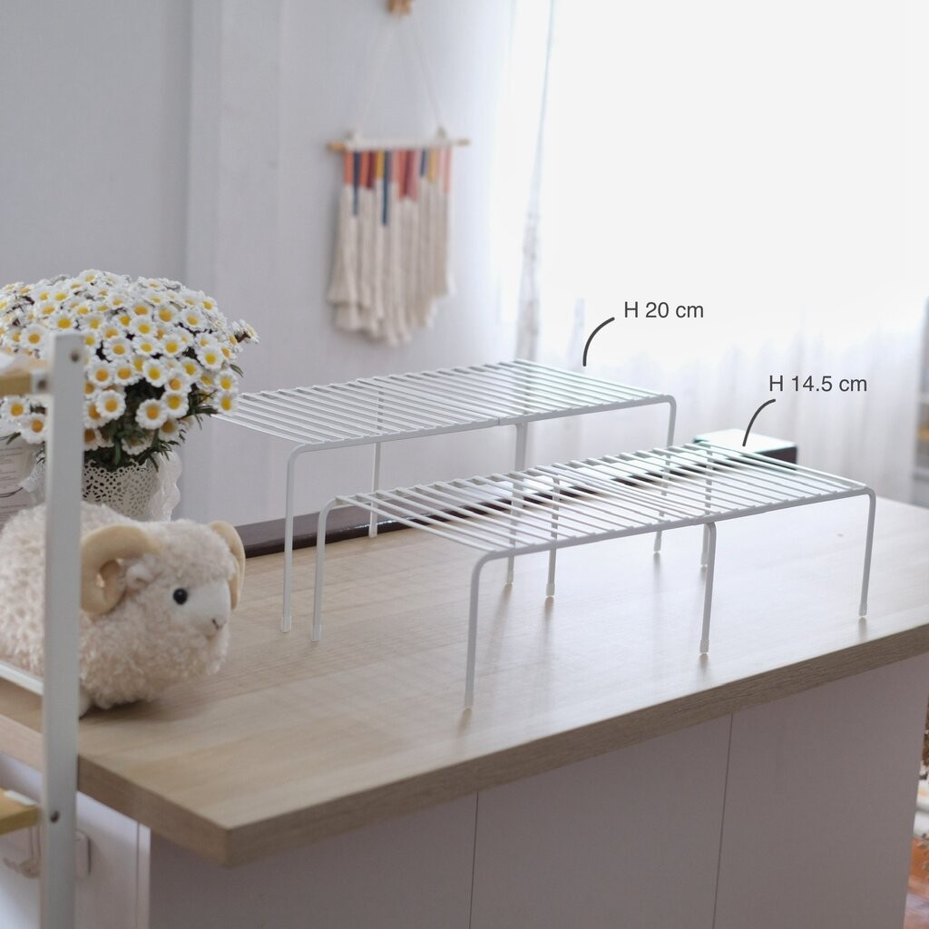 Omocha | (Flat wire) Telescopic storage shelf ชั้นเหล็กจัดระเบียบตู้ครัว ชั้นวางของ ปรับขนาดได้