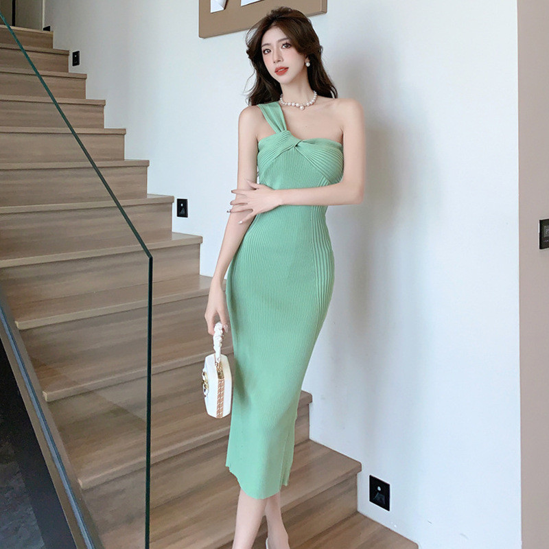 ติดตามรับ✔เดรสออกงาน เดรสเซ็กซี่✨ชุดเดรสไนท์คลับ✨ชุดการแสดง✈WDS2931 ฤดูร้อนเซ็กซี่สาวร้อน Halter คอผ