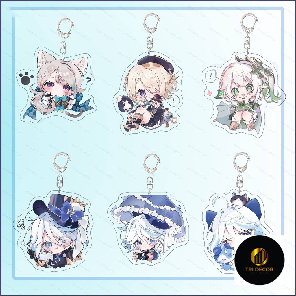 Ye Genshin Impact พวงกุญแจการ์ตูนน่ารัก Furina Lynette จี้พวงกุญแจพวงกุญแจแหวน