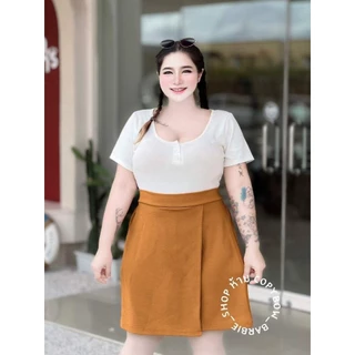 A013🍭🍡กระโปรง-กางเกง สาวอวบ เอว 30-44" สะโพก : 38-50" ผ้าวูลเวฟนุ่มยืด ใส่สบาย สีสันสดใส