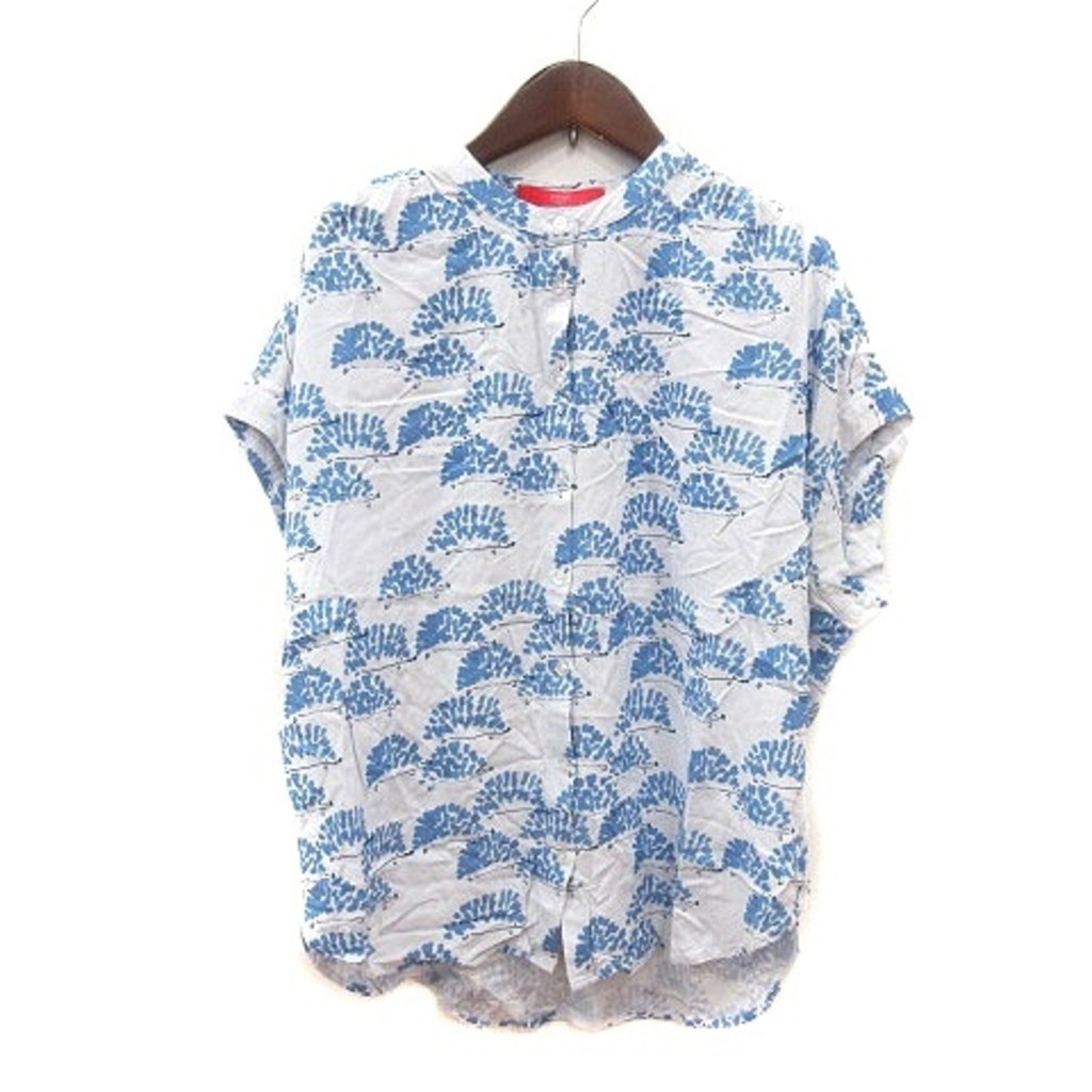 Graniph Graniph Blouse Full Pattern French Sleeve F Light Blue Direct from Japan Secondhand