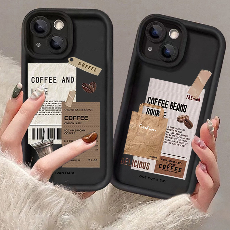Ins เมล ็ ดกาแฟสําหรับ Samsung Galaxy S24 S23 Ultra S23 FE S22 S21 Plus S20 S21 FE กาแฟรูปแบบกันกระแทกซิลิโคนนุ ่ ม