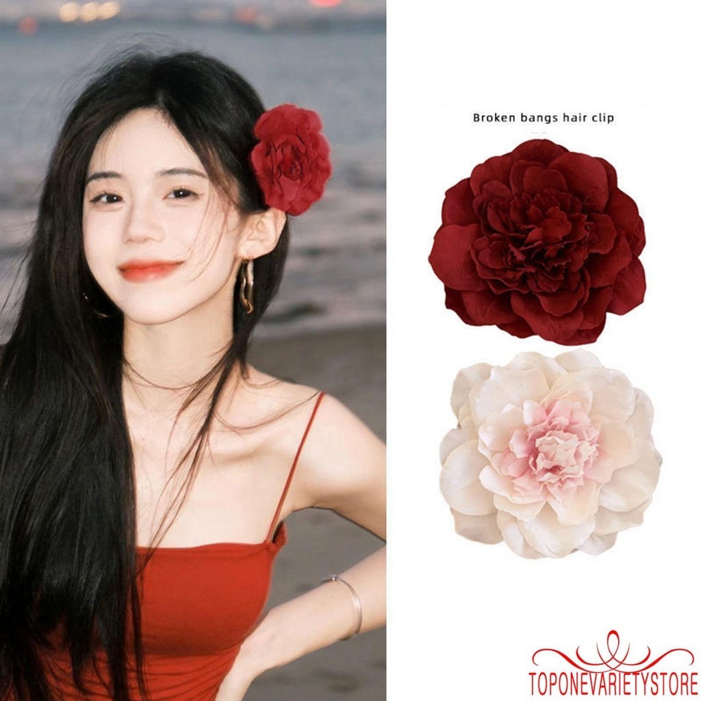 Topone-ผู้หญิงสาวดอกไม้กิ๊บ Peony Gradient สี Duckbill คลิปวันหยุดที่สวยงามผม Pins