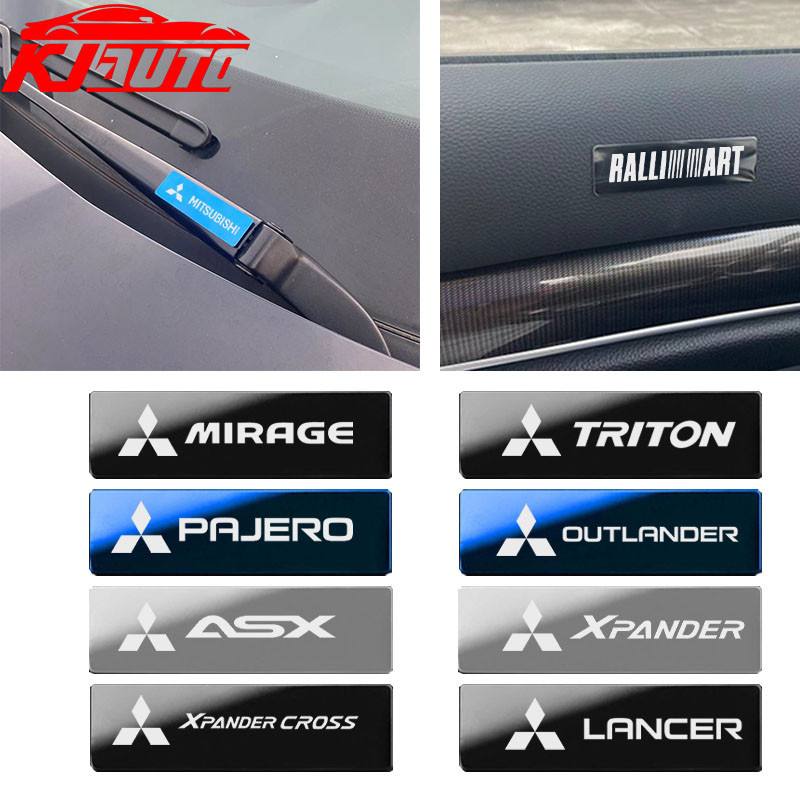 4pcs Mitsubishi รถ Fender ด้านข้างโลหะสติกเกอร์สัญลักษณ์หน้าต่างอัตโนมัติสติกเกอร์ตกแต่งสติกเกอร์ปัดน้ําฝนรถยนต์สําหรับ Ralliart Mirage Triton Xpander Lancer ASX Outlander Attrage Pajero