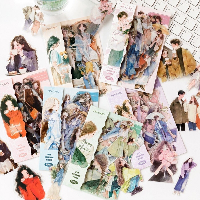 Mr. Paper แพ็ค 30 แผ่น สติ๊กเกอร์กันน้ำ น่ารักจัง สติกเกอร์ชีวิตประจำวันของวัยรุ่น บัญชีมือสร้างสรรค์ แนบเนื้อหา การ์ดโทรศัพท์มือถือ ถ้วย สติกเกอร์ตก แต่ง