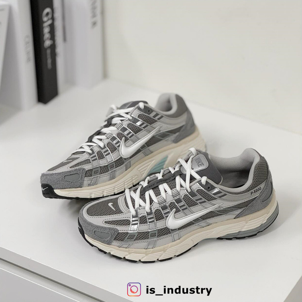 NK P-6000 Ore สีเทาสีฟ้าสีเทาสีเขียวครีม Sole Retro รองเท้าวิ่งผู้ชายผู้หญิง FN7509-029