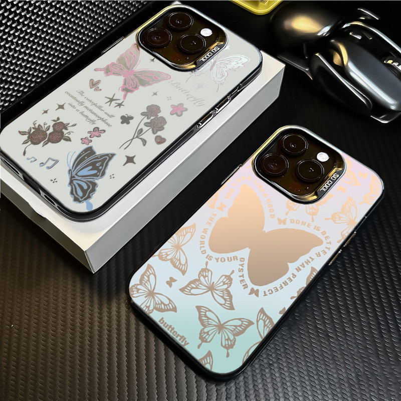 SAMSUNG แฟชั่นgradientผีเสื้อหรูหราimdสําหรับsamsung Galaxy A54 A03 A24 A04 A14 A34 A05 A50 A30S A04E A12 A13 A23 A15 A35 A33 A53 A73 A52 A04Sฝาครอบด้านหลังโลหะสไตล์Ins