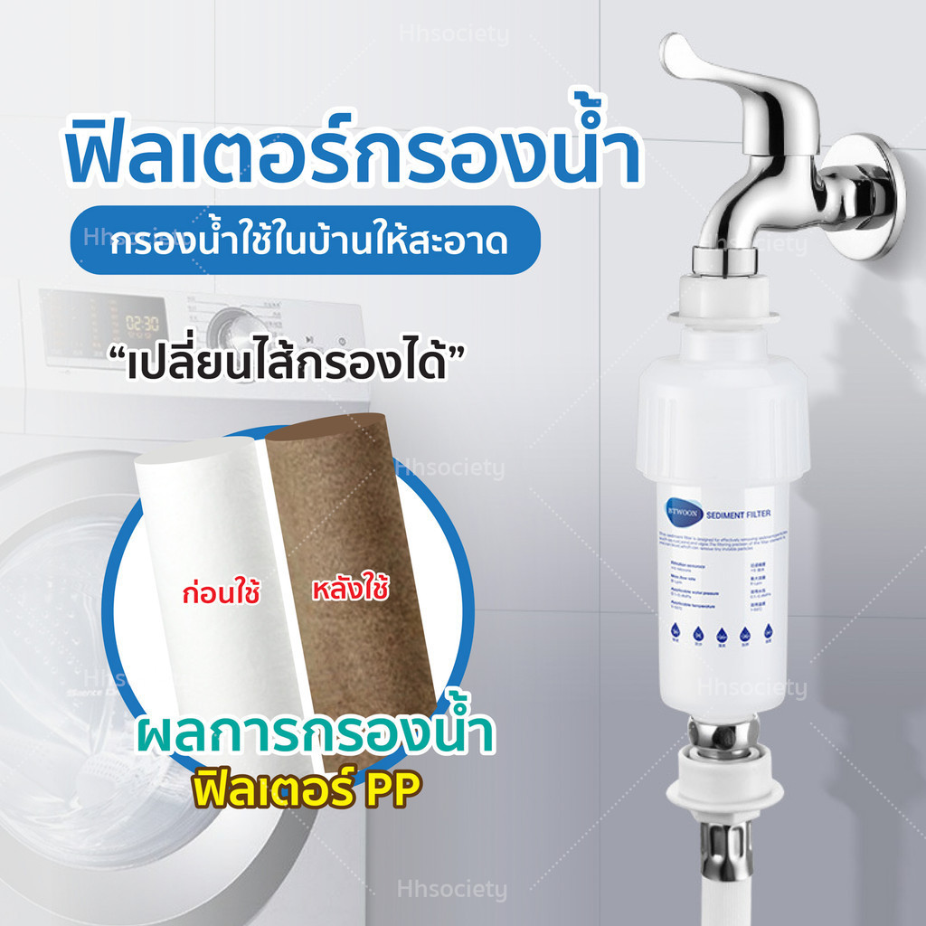 HHsociety ที่กรองน้ำ  ฟิลเตอร์กรองน้ำ ถอดเปลี่ยนไส้กรองได้ กรองน้ำ กรองสิ่งเจือปนจากน้ำ กรองตะกอนในน้ำ ไส้ที่กรองน้ำ