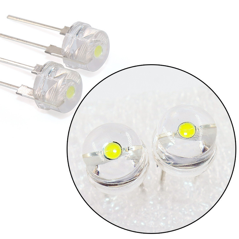 [0.5W/0.75W] Super Bright 8MM หมวกฟาง LED โคมไฟลูกปัดแสงสีขาว F8 หมวกฟางส่องสว่างไดโอด In-Line แสงสีขาว - รูปที่ 3