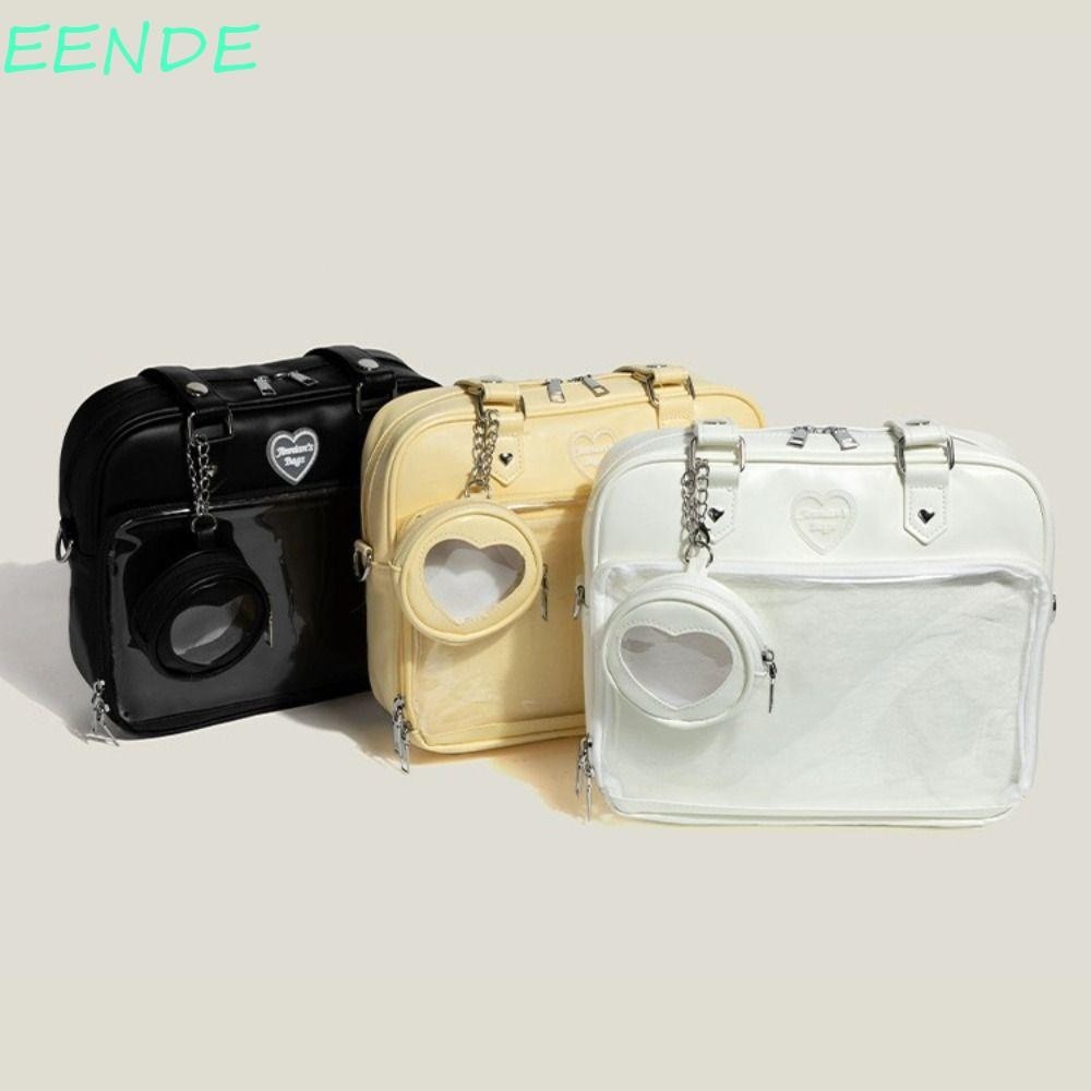 Eende Small Ita Bag, Clear Multi-purpose Pin Display Bag,Crossbody Purse Japanese Style Waterproof with Silk Ribbon Clear ItaBag Girls
