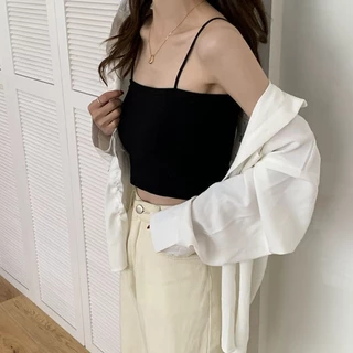 #061 🔥พร้อมส่ง🔥สายเดี่ยว เกาะอก ครอปทอป ครึ่งตัว ผ้าแน่น ยืดยุ่นดี ไร้โครงดันทรง ผ้านิ่มใส่สบาย