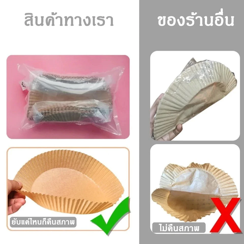 แผ่นรองหม้อทอดไร้น้ำมัน กระดาษรองหม้อทอดไร้น้ำมันทรงกลม ทนความร้อนไม่ไหม้ไม่เปลี่ยนรูป 50/100ชิ้น thumbnail 7