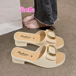 Destin🩰พร้อมส่งจากไทย🛒 (LT-886) รองเท้าส้นสูงมีโบว์ปลายมน เหมาะสำหรับการทำงาน และการเดินทาง ใส่สบาย