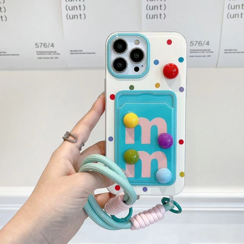 3d Color Wave Point Card Package Soft Case สําหรับ iPhone 11 12 13 14 15 Pro Max Plus สวมเชือกแขวนป้องกันการล้ม ปลอกภายนอก