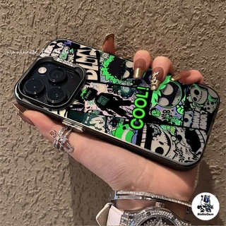 เคสไอโฟน11 Cool รูปแบบภาพประกอบ เคสโทรศัพท์มือถือ For iPhone 11 12 13 14 15 Pro Max X 7Plus เคส เคซิลิโคนุ่มสสีเงินเคส