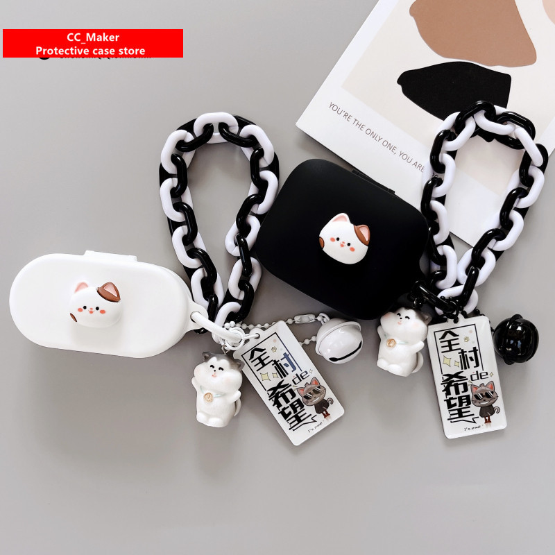 For OPPO Enco X3i Case Cute Cat Bracelet OPPO Enco Buds2 Pro Silicone Soft Case Cartoon Finger Ring 