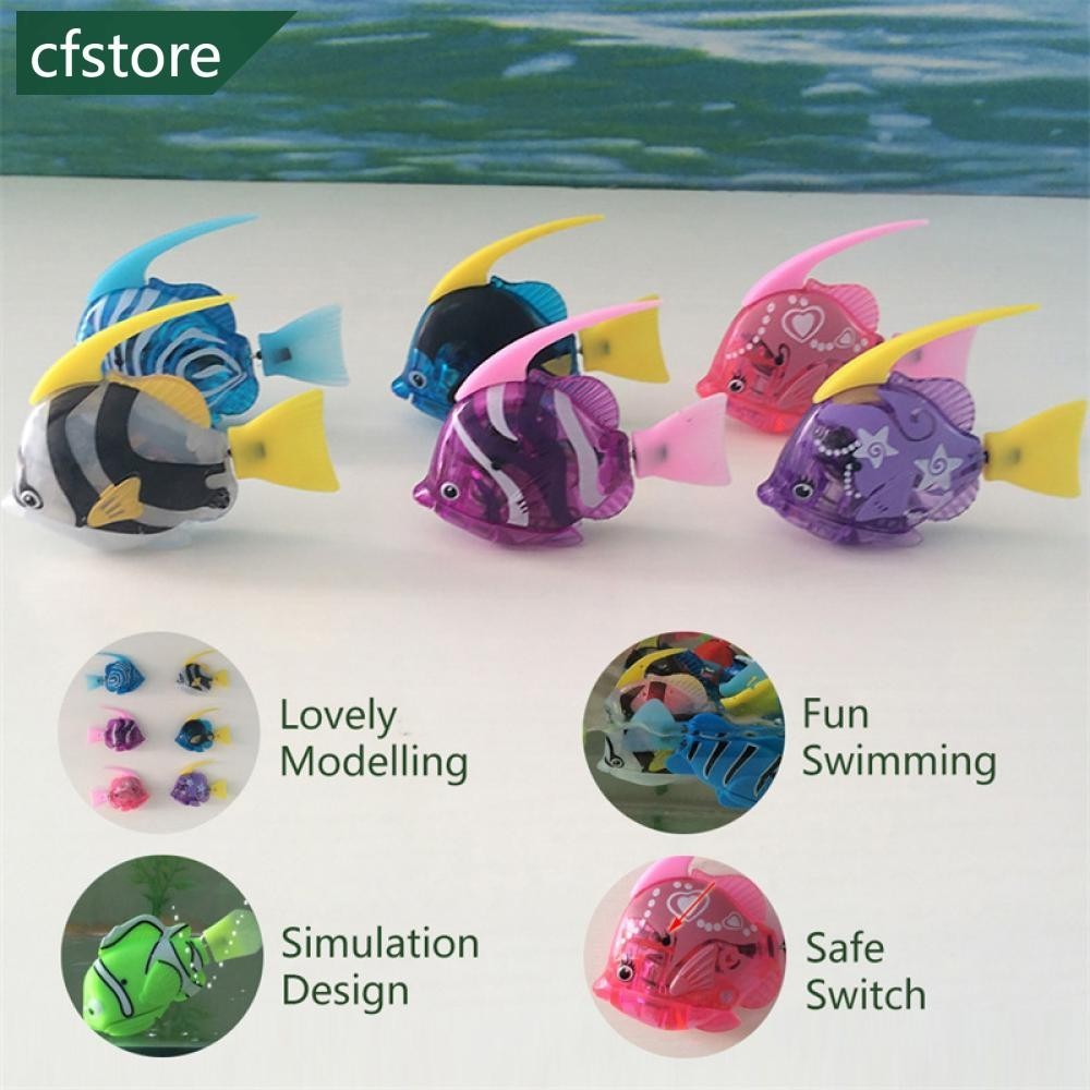 Cfstore ปลาไฟฟ้าแมวของเล่นแบบโต้ตอบพร้อมไฟหุ่นยนต์ว่ายน้ําปลาของเล่นสัตว์เลี้ยงเล่นของเล่น D1H5