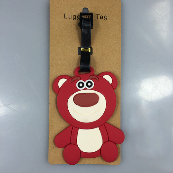 1pcs Creative Strawberry Bear Loopy แท็กกระเป๋าเดินทางแขวน Boarding แขวนแท็กแหวนตรวจสอบในรถเข็นกล่องป้ายแขวนแท็ก