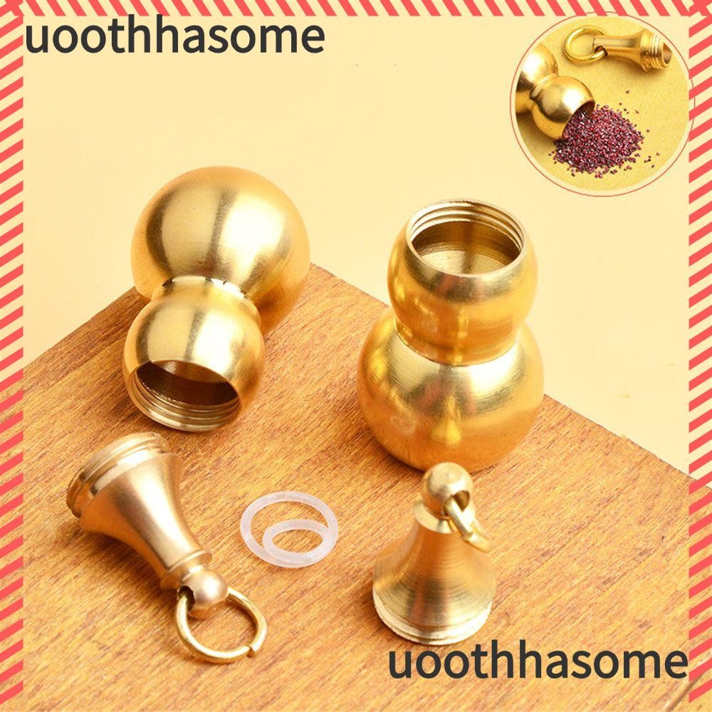 Uothhasome ทองเหลืองมะระพวงกุญแจเครื่องประดับกล่องยากันน้ําจี้