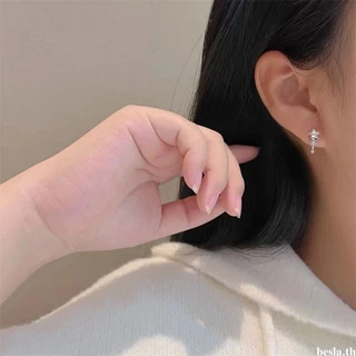 besla.thS925 Silver Stitch Super Flash ต่างหูประณีตชุดต่างหูผู้หญิงต่างหูหัวใจเรียบง่าย