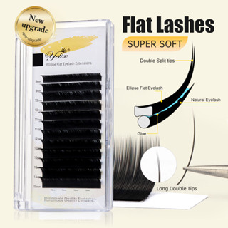 Yelix Flat Ellipse ขนตาปลอมสีดําด้าน | เส้นใยนําเข้าพรีเมี่ย…
